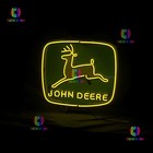 John Deere Farm Tractor Farming Garage Barn Real Glass Neon Light Sign Man Cave