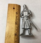 Lot Of 10 Vintage Ideal Medieval Silver Knights Plastic Toy Soldiers Est 70mm
