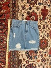 Current elliott High Waist Distressed Denim Mini Skirt Size 27 Usa Made
