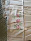 Vintage Pair Of Hand Embroidered Pillowcases With Eyelet Trim  Standard  
