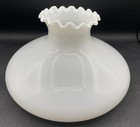 Large 9 3 4  Fitter Antique White Milk Glass Ruffle Top Shade Replacement