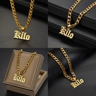Personalize Name Pendant Necklace 5mm Cuban Link Chain Custom Mens Jewelry Gift