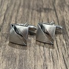 Brushed Shiny Silver Stripe Square Cufflinks For Men Birthday Gift In Box