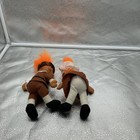 Pair Of  Thanksgiving Pilgrim Troll Dolls Russ Orange Hair  8  Rubber Head