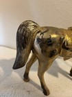 Brass Tone Horse Sculpture Statue Figure W reins 9 5   Tall