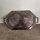 Silverplate Octagonal Serving Tray Platter With Handles  Post-1940