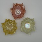 Vintage Akcam Iridescent Turkish Floral Art Glass Candy Trinket Dish Bowls