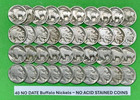 Dateless Buffalo Nickels Lot Roll Of 40 No Date Buffalo Nickels   No Acid Stains