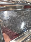 Vintage Embossed Silver Plated 10x6 Tray Victorian Engraved Ornate Ruffled Edge