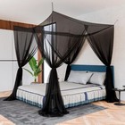 4 Corner Mosquito Net For Bed  Black Canopy Bed Curtains For Full Queen King