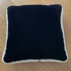 Needlepoint Throw Pillow Handmade Dog Swan Flowers Black Velvet Back
