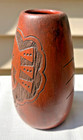 Tc Dineh Pottery Navajo Etched Signed Kokopelli Vase Red Clay 5 75    Tall