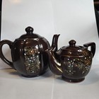 Set Of 2 Rare Vintage Japanese Early 1900   s Moriage Hand Paint Teapot 6  4 5 In 