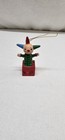Vintage Jester clown Handpainted Wood Jack In The Box Christmas Ornament 