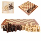 12   Vintage Wooden Chess Wood Board Hand Carved Crafted Folding Game