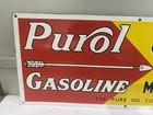 Purol Motor Oil Gasoline Porcelain Enamel Sign 36 X 15 Inches 1 Sided