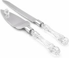 Elegant Cake Knife And Server Set Stainless Steel With Crystal Handle - Perfe   