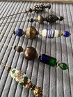 Lot Of 5 Antique Art Glass Ceramic Beaded Hat Pins Victorian Edwardian Brass