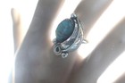 Vintage Native American Navajo Silver Feather  turquoise Southwest Arizona Ring 
