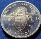 Hungary 5 Pengo 1938  Silver World Coin  36mm Death Of St  Stephen