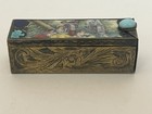Antique 800 Silver   Enamel Hand Painted Lipstick Holder   Mirror  lot  E559 
