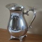 Vintage Wm Rogers Water Pitcher Silver Plate Footed Beverage With Ice Guard 9 