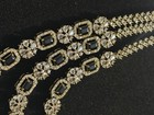Silver Plated Black Emerald Crystal Multi-strand Necklace   Earrings Set