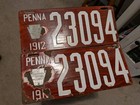 1912 Pennsylvania Pair  woodgrain  Porcelain License Plates 