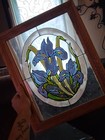 Vintage Open Windows  Stained Glass Sun Iris Print  