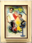 Signed Ray Reyes Dentist With Patient Mixed Media Old Folk 3d Artwork Shadow Box