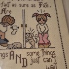 Handmade Framed Finished Cross Stitch Bathroom Humor Quote Wall Hanging