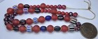Old African Trade Beads Chevrons Yellow Hearts 1842 Bank Token Pendant Necklace