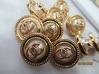 Lot Of Ten 15 Mm Designer Cc Button Gold Tone Chanel 10 Buttons