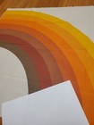Awesome Rare Vintage Mid Century Retro 70s Wamsutta Yel Org Brn Rainbow Fabric 