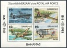Bahamas 771-774  775 Ad Sheet  Mnh  Mi 801-804  Bl 71  Royal Air Force-75  1993 