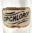 Vtg Antique Sp  Chlorof  Reverse Glass Label Apothecary Pharmacy Medical Bottle