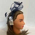  48 Bellissima Collection Women Feather Veil Fascinator Hat Navy