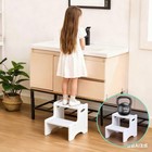 Wooden Toddler Step Stool For Kids  Two Step Stool With Non-slip Pads  Handle   