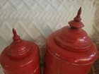 2 Creative Co-op Red Canisters Interior Design   Holiday Decor