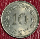 High Grade Au Details 1972 Malta Fish 10 Cents Coin-agt505