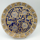 2 Satsuma Cabinet Plate Cobalt Blue Gold Floral Design 10  Matching Vintage