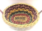 Vintage antique Easter Basket Hand Woven Natural  Wine  Green Woven Bands