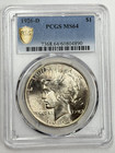 1926-d  1 Peace Dollar Pcgs Ms64 90  Silver Denver Us Coin Gem Luster 