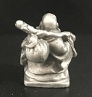 Pewter Laughing Buddha Fan Sack Good Health Prosperity Luck Figurine Statue