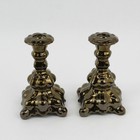 Set Of 2 Vintage Iridescent Dark Bronze Ceramic Taper Candle Holder 6 75  Tall