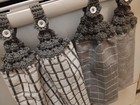 Set Of 2 Hanging Kitchen Dish Towels W Tops Towel Gray  White Crochet Handmade