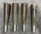 Vintage Mid Century Mcm Table Legs - 7 Inch - 7  - Wood   Brass Tips - Set Of 4