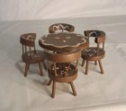 Vtg Lipco  Dollhouse Dining Set Table 4 Chairs Hand Painted  Folk Art Taiwan