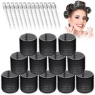 12 Large Hair Rollers Set  Jumbo Rollers And Clips For Long Thick Hair Volume