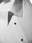 White Laydown Collar 1 4  Pleated  gently Used  Neil Allen Tuxedo Shirt